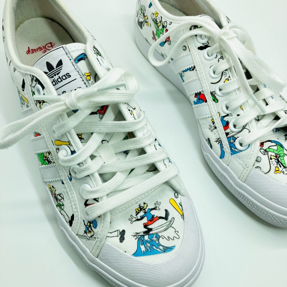 Adidas Originals Nizza x Disney Sport Goofy White Sneakers - Picture 4 of 16